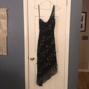 Beaded asymmetrical one-shoulder dress from Cache.